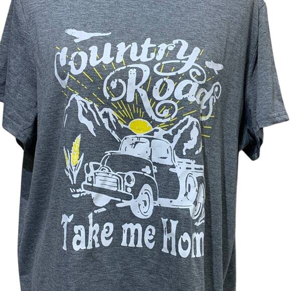 Shein Curve 1XL Country Roads Crew Neck Polyester Blend Short Sleeve Casual Tee - Picture 2 of 5